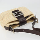 FENDI Zucca Canvas Mamma Baguette Shoulder Bag Beige Silver Auth 187318A-6