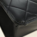 CHANEL Matelasse Chain Shoulder Bag Lamb Skin Black Gold CC Auth 187319SM-11