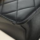 CHANEL Matelasse Chain Shoulder Bag Lamb Skin Black Gold CC Auth 187319SM-12
