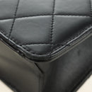 CHANEL Matelasse Chain Shoulder Bag Lamb Skin Black Gold CC Auth 187319SM-14