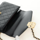 CHANEL Matelasse Chain Shoulder Bag Lamb Skin Black Gold CC Auth 187319SM-16