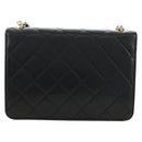 CHANEL Matelasse Chain Shoulder Bag Lamb Skin Black Gold CC Auth 187319SM-3