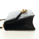 CHANEL Matelasse Chain Shoulder Bag Lamb Skin Black Gold CC Auth 187319SM-4