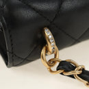 CHANEL Matelasse Chain Shoulder Bag Lamb Skin Black Gold CC Auth 187319SM-9