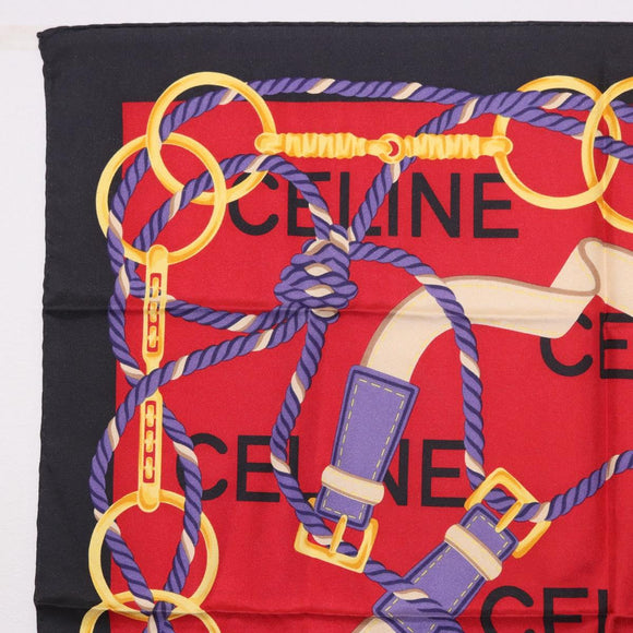 CELINE Scarf Silk Red Auth 187321