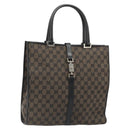 GUCCI GG Canvas Jackie Tote Bag Dark Brown Silver 002 1064 3444 Auth 187330-1