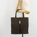 GUCCI GG Canvas Jackie Tote Bag Dark Brown Silver 002 1064 3444 Auth 187330-23