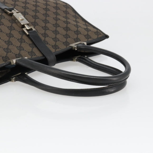 GUCCI GG Canvas Jackie Tote Bag Dark Brown Silver 002 1064 3444 Auth 187330