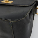 GUCCI Shoulder Bag Leather Black Gold Auth 187332-10