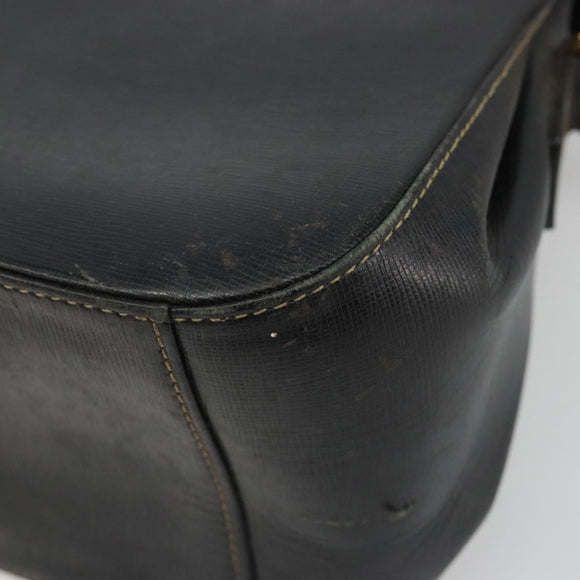 GUCCI Shoulder Bag Leather Black Gold Auth 187332