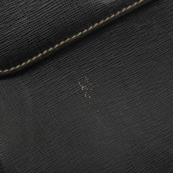 GUCCI Shoulder Bag Leather Black Gold Auth 187332