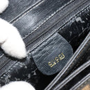 GUCCI Shoulder Bag Leather Black Gold Auth 187332-17