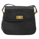 GUCCI Shoulder Bag Leather Black Gold Auth 187332-2