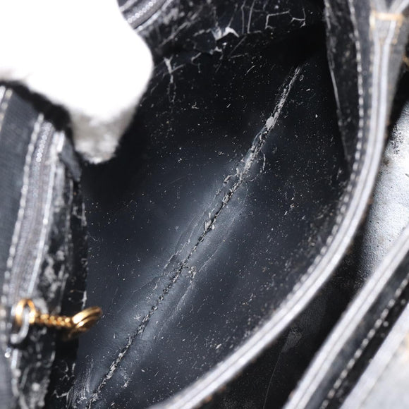 GUCCI Shoulder Bag Leather Black Gold Auth 187332