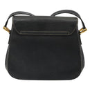 GUCCI Shoulder Bag Leather Black Gold Auth 187332-3