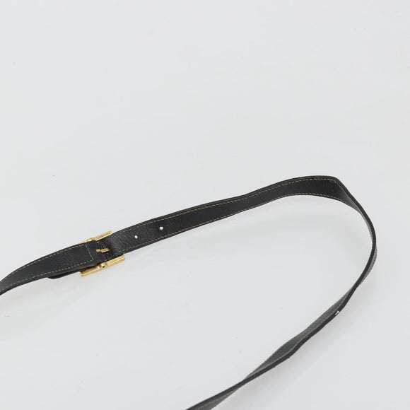 GUCCI Shoulder Bag Leather Black Gold Auth 187332