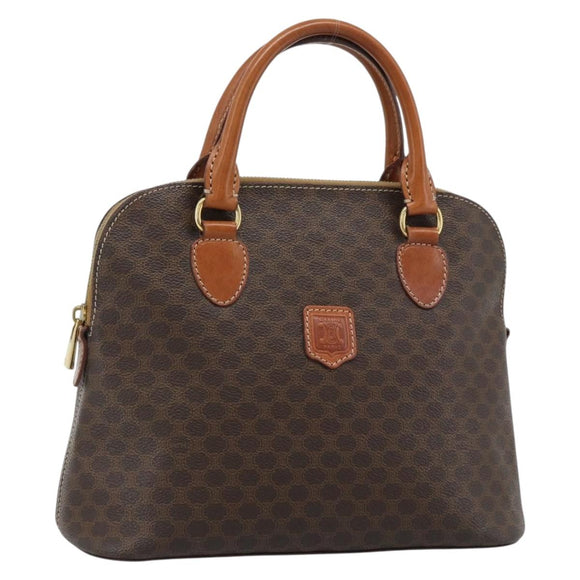 CELINE Macadam Canvas Hand Bag PVC Leather Brown Gold Auth 187333A