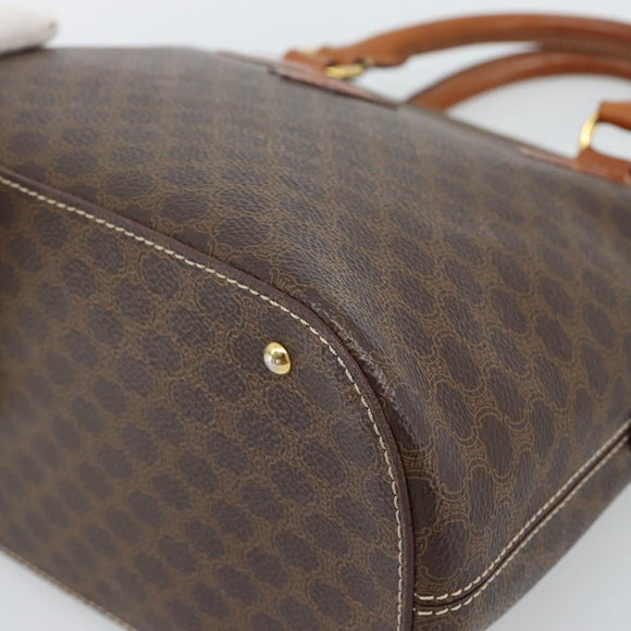 CELINE Macadam Canvas Hand Bag PVC Leather Brown Gold Auth 187333A