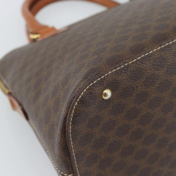 CELINE Macadam Canvas Hand Bag PVC Leather Brown Gold Auth 187333A