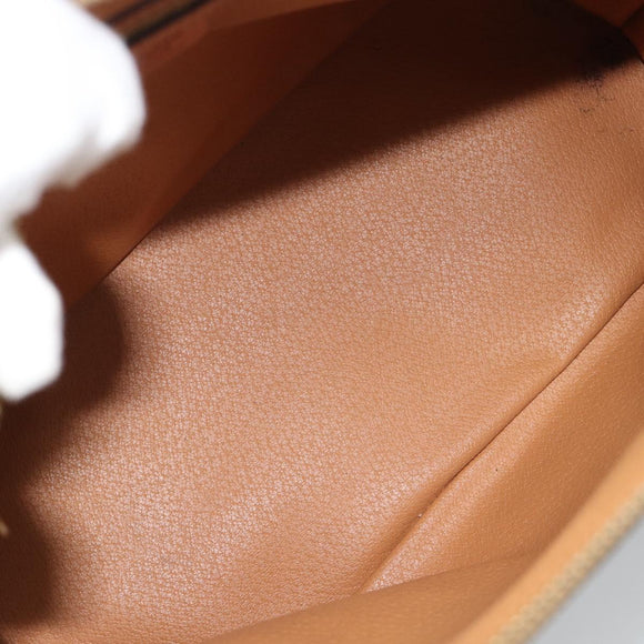 CELINE Macadam Canvas Hand Bag PVC Leather Brown Gold Auth 187333A