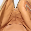 CELINE Macadam Canvas Hand Bag PVC Leather Brown Gold Auth 187333A-21