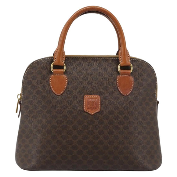 CELINE Macadam Canvas Hand Bag PVC Leather Brown Gold Auth 187333A