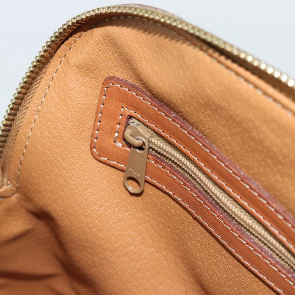 CELINE Macadam Canvas Hand Bag PVC Leather Brown Gold Auth 187333A
