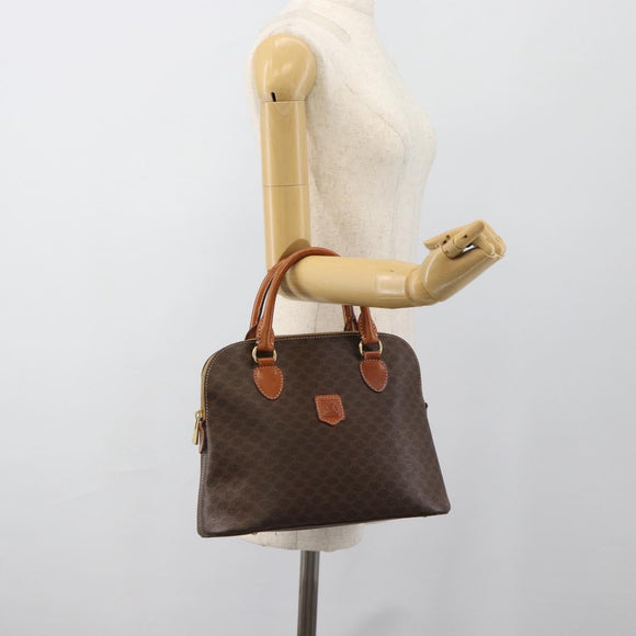 CELINE Macadam Canvas Hand Bag PVC Leather Brown Gold Auth 187333A