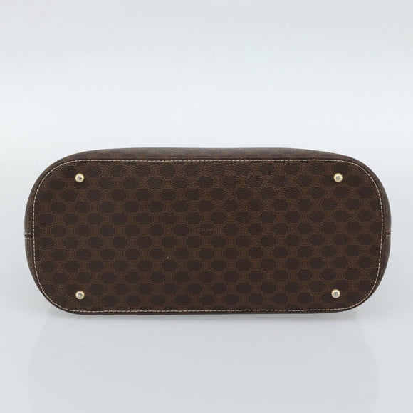 CELINE Macadam Canvas Hand Bag PVC Leather Brown Gold Auth 187333A