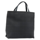 BURBERRY Nova Check Hand Bag PVC Navy Silver Auth 187334-1