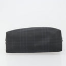 BURBERRY Nova Check Hand Bag PVC Navy Silver Auth 187334-5