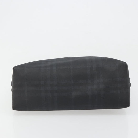 BURBERRY Nova Check Hand Bag PVC Navy Silver Auth 187334