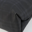 BURBERRY Nova Check Hand Bag PVC Navy Silver Auth 187334-15