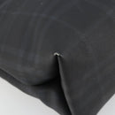 BURBERRY Nova Check Hand Bag PVC Navy Silver Auth 187334-16