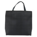 BURBERRY Nova Check Hand Bag PVC Navy Silver Auth 187334-13