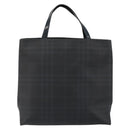 BURBERRY Nova Check Hand Bag PVC Navy Silver Auth 187334-2