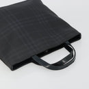 BURBERRY Nova Check Hand Bag PVC Navy Silver Auth 187334-6