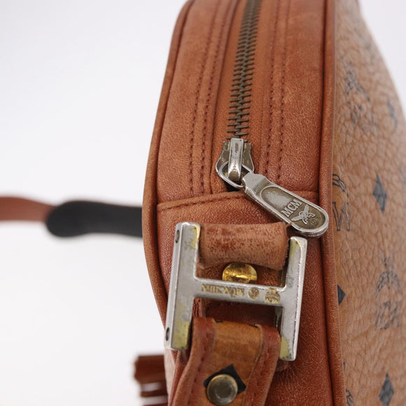 MCM Vicetos Logogram Shoulder Bag PVC Leather Brown Gold Auth 187335