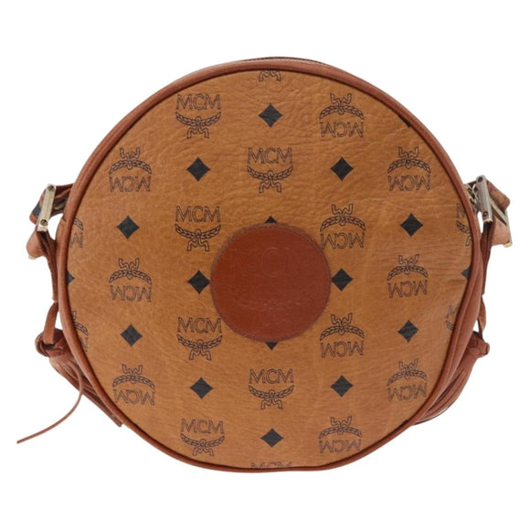 MCM Vicetos Logogram Shoulder Bag PVC Leather Brown Gold Auth 187335
