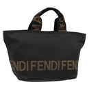 FENDI Hand Bag Canvas Black Silver Auth 187337-1