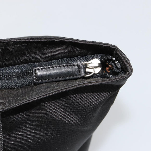 FENDI Hand Bag Canvas Black Silver Auth 187337