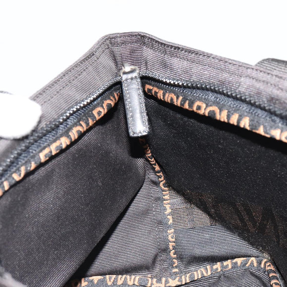 FENDI Hand Bag Canvas Black Silver Auth 187337