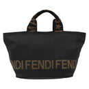 FENDI Hand Bag Canvas Black Silver Auth 187337-13