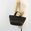 FENDI Hand Bag Canvas Black Silver Auth 187337-21