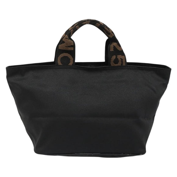 FENDI Hand Bag Canvas Black Silver Auth 187337