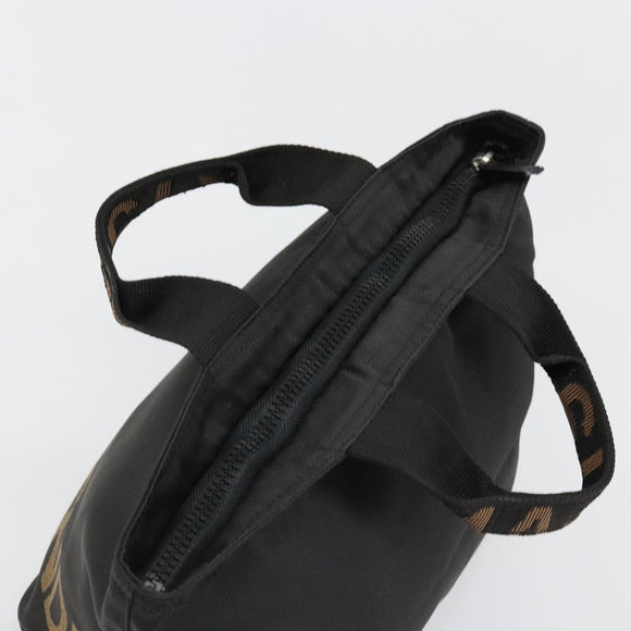 FENDI Hand Bag Canvas Black Silver Auth 187337