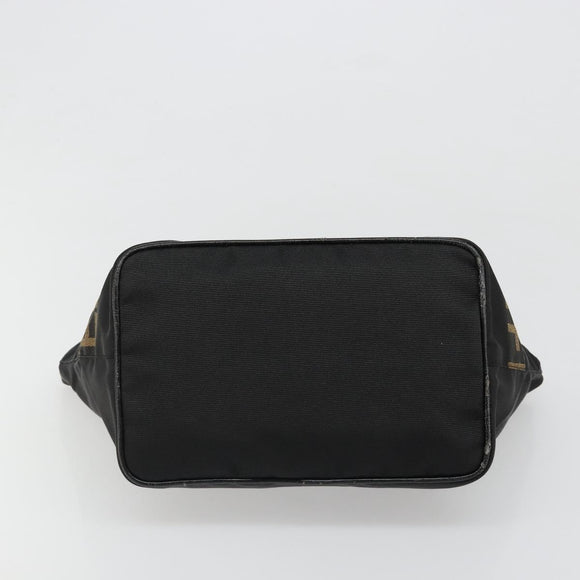 FENDI Hand Bag Canvas Black Silver Auth 187337