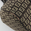 FENDI Zucchino Canvas Hand Bag Silver Brown Auth 187339A-13