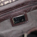 FENDI Zucchino Canvas Hand Bag Silver Brown Auth 187339A-17