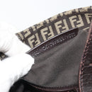 FENDI Zucchino Canvas Hand Bag Silver Brown Auth 187339A-23
